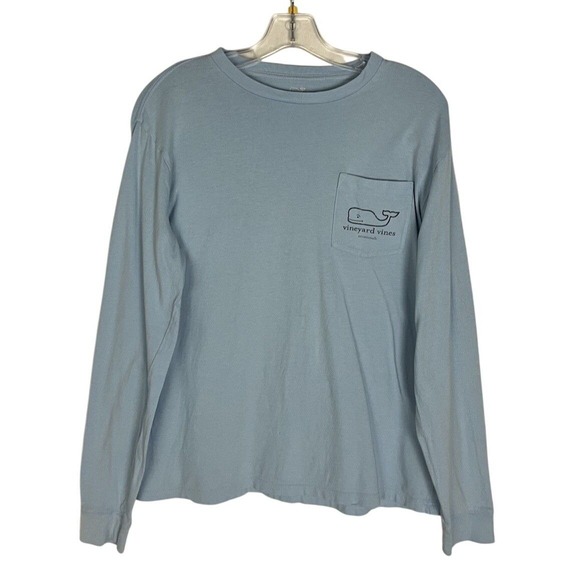 Vineyard Vines Men's Size S Long Sleeve‎ T-Shirt Graphic Print Blue Whale Logo - Picture 1 of 5